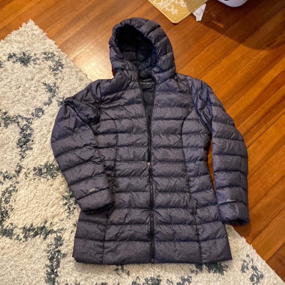 Eddie Bauer cirruslite down parka navy heather size S